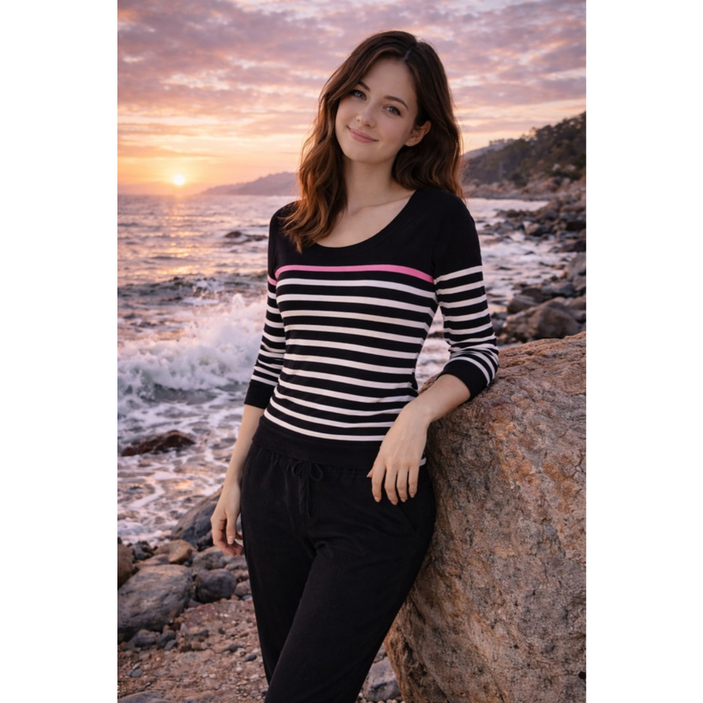 Women's TORRID Crew Neck Sweater 2X Black White Striped